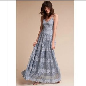 BHLDN / Anthropologie dusty blue floral maxi dress
